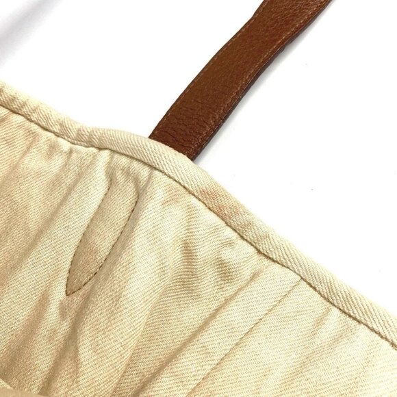 HERMES Kabas Calicut Tote Bag Shoulder Bag Leather/Canvas Beige/Brown - Picture 10 of 16